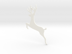 Reindeer Jumping Ornament in White Processed Versatile Plastic