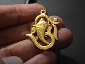 Ganesh Pendant Yoga in Polished Gold Steel