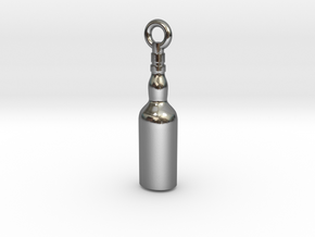 Corked Bottle Steampunk Charm/Pendant in Polished Silver