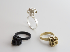 Quadro Ring - US 6 in Natural Brass