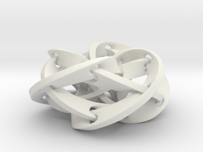Knotted Torus Woven Together Smaller in White Natural Versatile Plastic