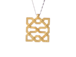 Alhambra Pendant - Islamic Filigree in Polished Gold Steel