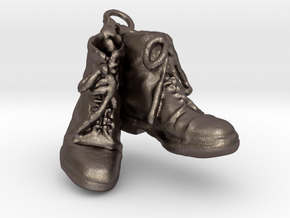 Two Boots in Polished Bronzed Silver Steel