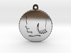 Vintage Girl Silhouette Charm in Polished Silver
