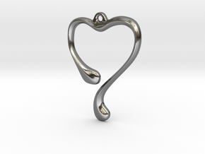 Heart shape pendant in Polished Silver