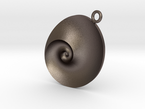 Spiral Pendant (QIII_g2) in Polished Bronzed Silver Steel