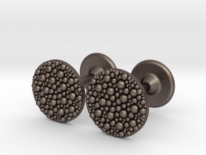Granulated Cufflinks  in Polished Bronzed Silver Steel