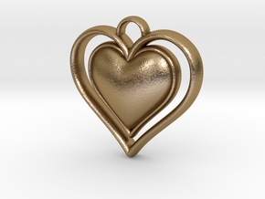 Framed Heart Pendant in Polished Gold Steel