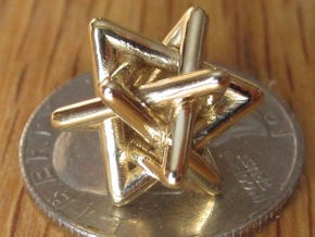 Four Tangled Triangles Small in Polished Brass