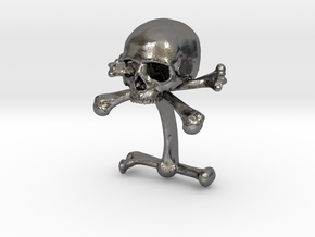 Cufflink Skull & Bones (just one) in Polished Nickel Steel