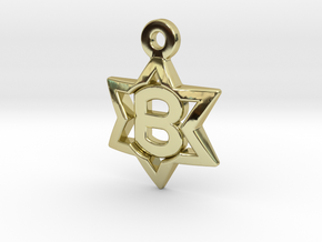 Jewish Star Pendant - B in 18K Gold Plated