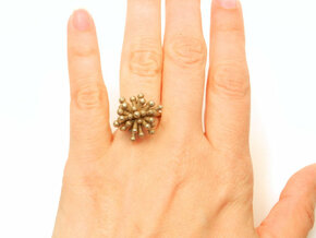 Single Starburst Ring in Polished Bronzed Silver Steel