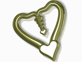 Valentine, 1.5 SCALE 2 Hearts, One Love in 14k Gold Plated Brass
