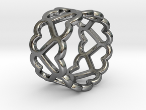The Ring of Hearts (14 Hearts) Size: Japanese 9 in Polished Silver