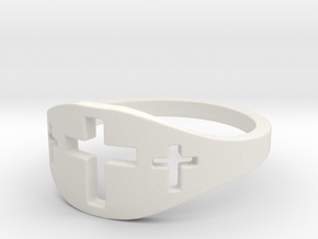 Cross Trio Ring Size 7 in White Natural Versatile Plastic