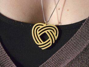 Simply Celtic Heart Necklace in Polished Gold Steel