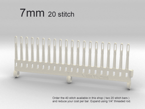 20 Tine Knitting Garter Bar - 7 mm V2 in White Processed Versatile Plastic
