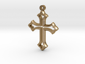 Faceted Cross in Polished Gold Steel