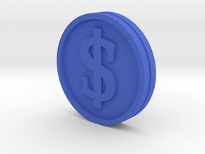 €/$ Coin - Euro Dollar Coin in Blue Processed Versatile Plastic