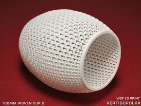 100mm Woven Cup 2 TEST in White Natural Versatile Plastic