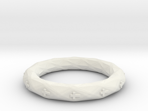Faceted Cross Bracelet in White Natural Versatile Plastic