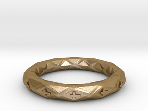 Faceted Cross Bracelet in Polished Gold Steel