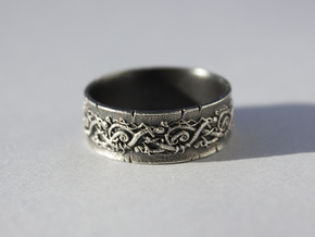 Jörmungandr Ring - size 10 5/8 (20.32mm) in Natural Silver
