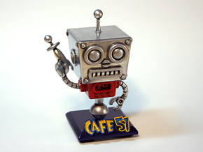 Cafe 51 - Sci-Fi Robot with Game Logo Base in White Natural Versatile Plastic