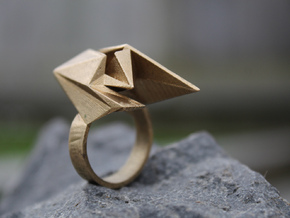 Spaceship Ring v2 Size 7 in Natural Brass