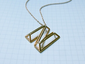 N Pendant in 14k Gold Plated Brass