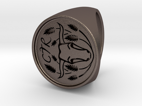 Custom Signet Ring 4 in Polished Bronzed Silver Steel