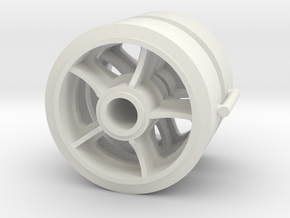 Two 1/16 scale 5 spoked M4 Sherman wheels  in White Natural Versatile Plastic