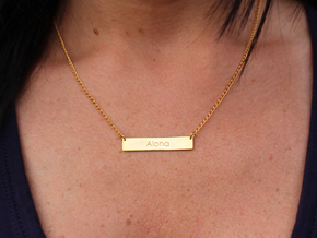 Aloha Name Plate Necklace in 14k Gold Plated Brass