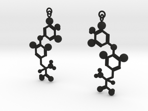  Triiodothyronine (T3) Earrings in Black Natural Versatile Plastic