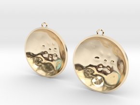 Double Tenor "surface" steelpan earrings, L in 14k Gold Plated Brass