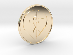 Christain Heart Cross Fish Coin 1 Inch in 14K Yellow Gold