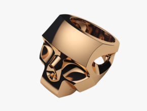 Stylized Skull Ring Hollow in Polished Brass