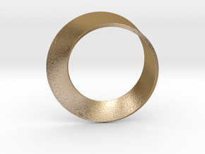 0153 Mobius strip (p=1, d=5cm) #001 in Polished Gold Steel
