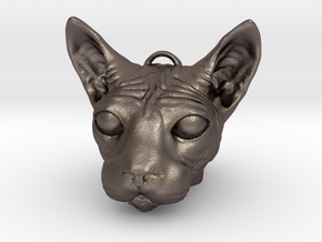 Sphinx Cat KeyChain in Polished Bronzed Silver Steel