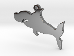 Shark Necklace Pendant in Fine Detail Polished Silver