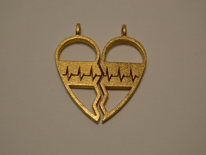 Split Heart Pendant in Polished Gold Steel