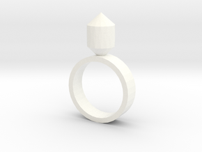 Single Gem Ring in White Processed Versatile Plastic