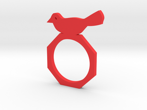 Sweet Bird Ring in Red Processed Versatile Plastic
