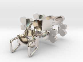 Spiral Teddy Bear Couple Pendant in Rhodium Plated Brass