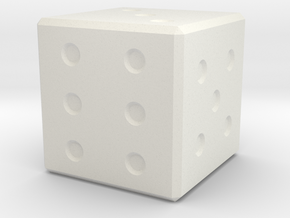 6 Sided Dice in White Natural Versatile Plastic