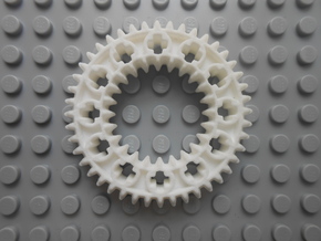 LEGO®-compatible z44 bevel gear w/ z24 inner ring in White Natural Versatile Plastic