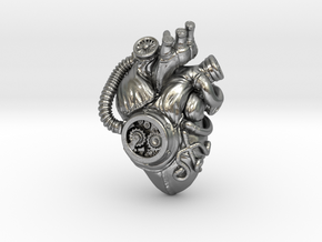 SteamPunk  Heart pendant in Natural Silver