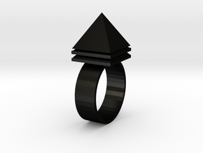 Pyramid Ring in Matte Black Steel