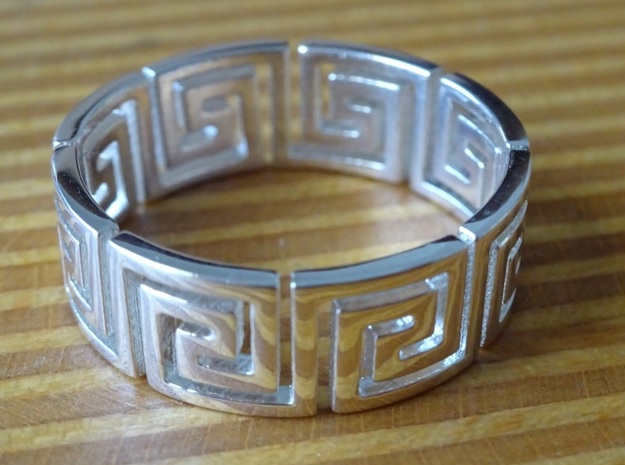 Greek Ring Silver - size 7.25 in Polished Silver