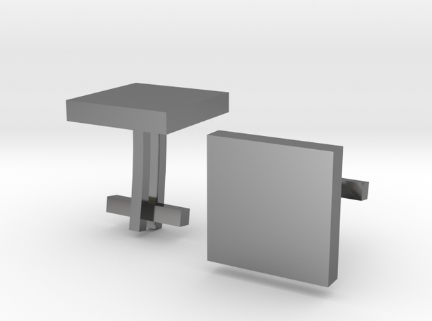 Square Cufflinks in Fine Detail Polished Silver